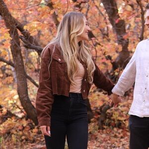 Brown corduroy cropped jacket